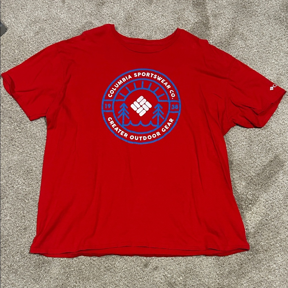 Columbia Red Tee with Blue Logo